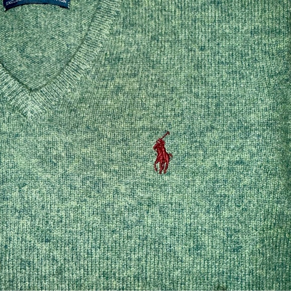 Ralph Lauren Green V-Neck Sweater - Picture 2 of 10
